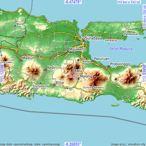 Topographic map of Batu