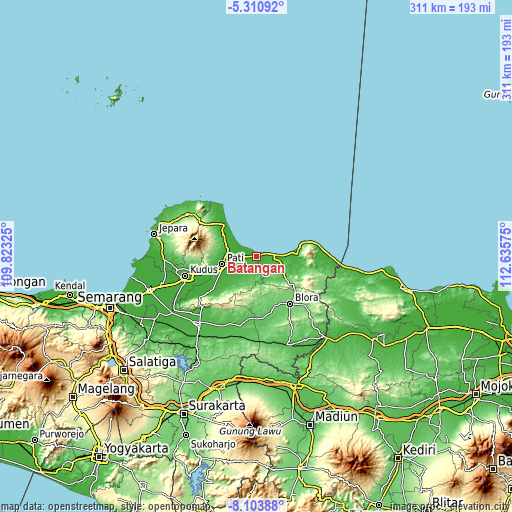 Topographic map of Batangan
