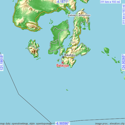 Topographic map of Batauga