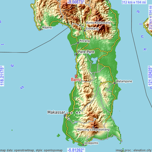 Topographic map of Barru