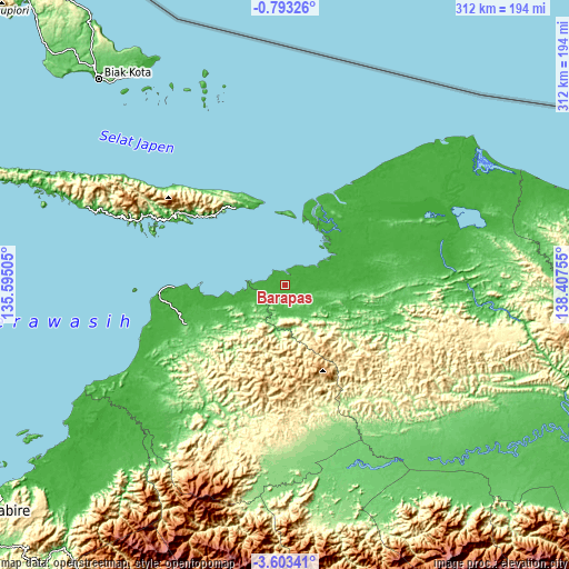 Topographic map of Barapas