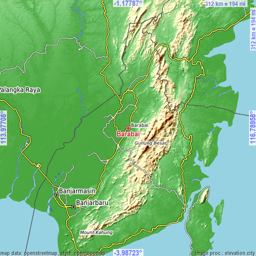 Topographic map of Barabai