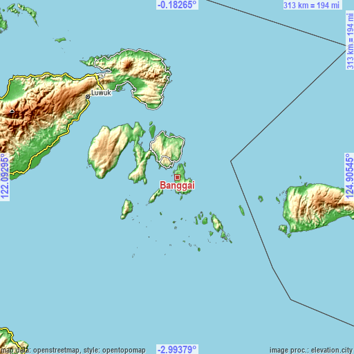 Topographic map of Banggai