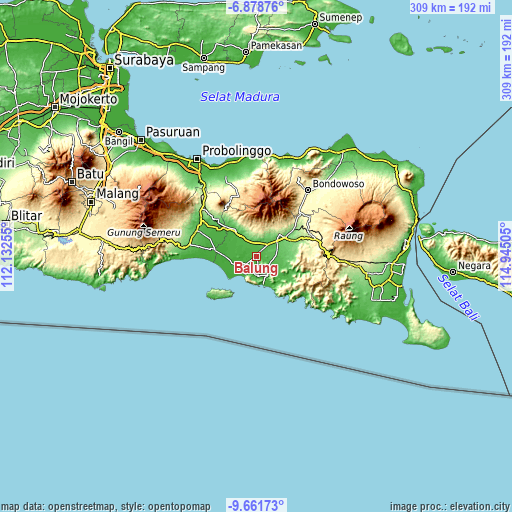 Topographic map of Balung