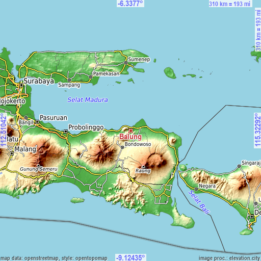 Topographic map of Balung