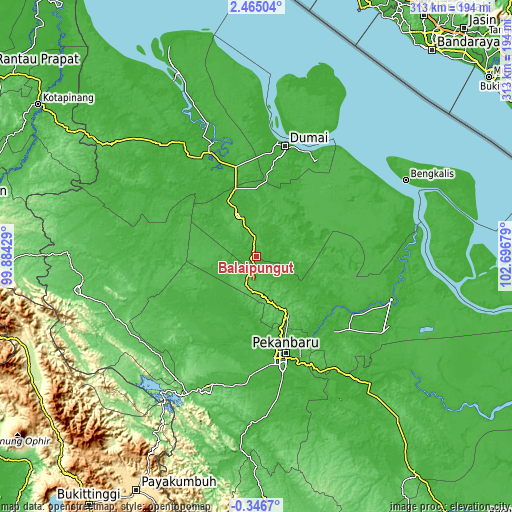 Topographic map of Balaipungut