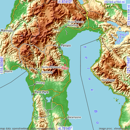 Topographic map of Bajo