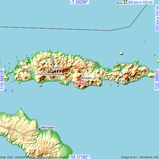 Topographic map of Bajawa