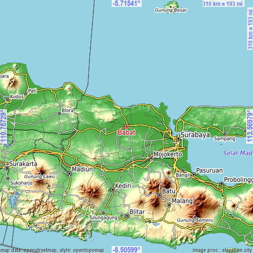 Topographic map of Babat