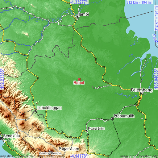 Topographic map of Babat