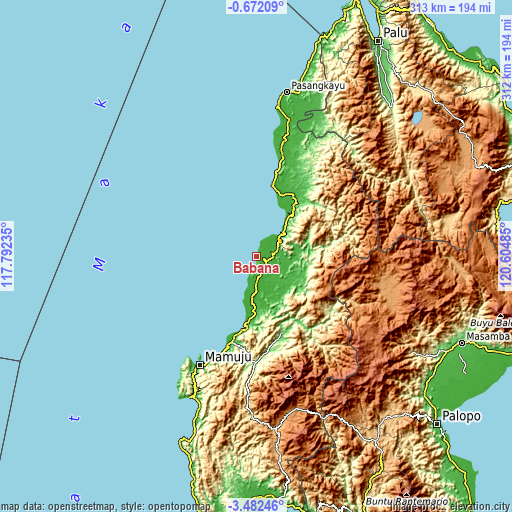 Topographic map of Babana