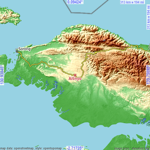 Topographic map of Aitinyo