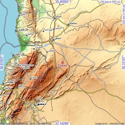 Topographic map of Şadad
