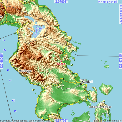 Topographic map of Asera