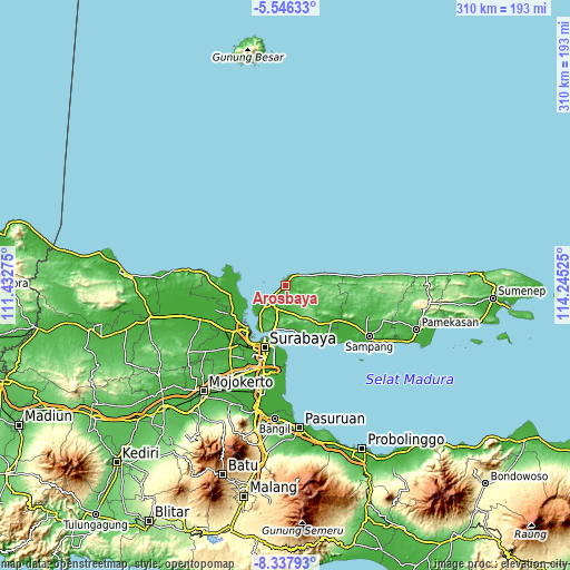 Topographic map of Arosbaya