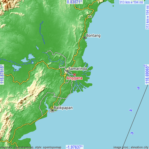 Topographic map of Anggana