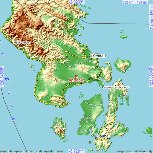 Topographic map of Andoolo