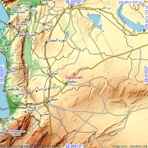 Topographic map of Şabbūrah
