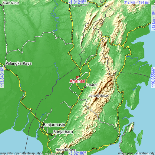 Topographic map of Amuntai