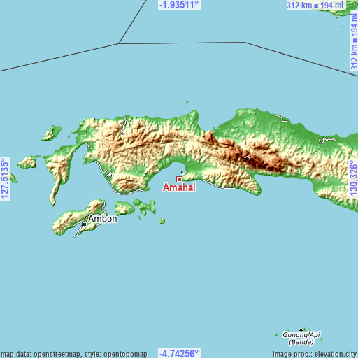 Topographic map of Amahai