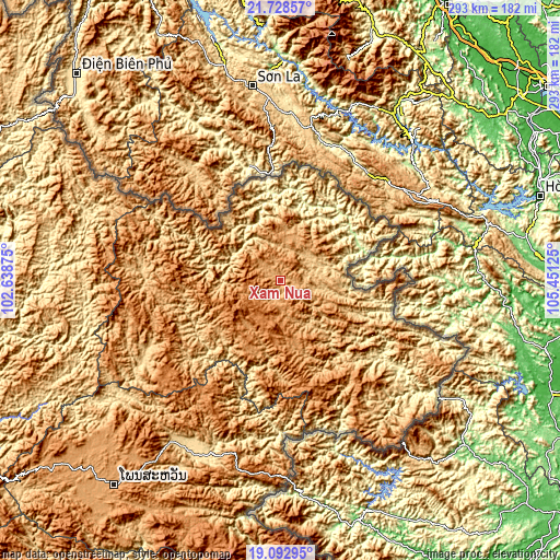 Topographic map of Xam Nua