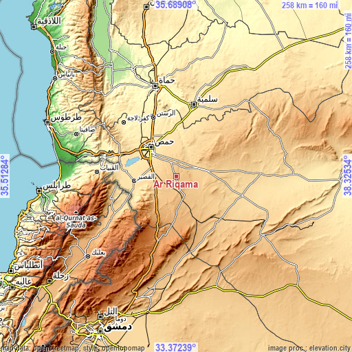 Topographic map of Ar Riqāmā