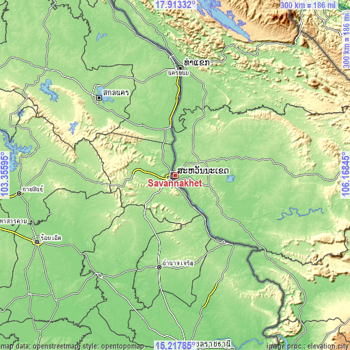 Topographic map of Savannakhet
