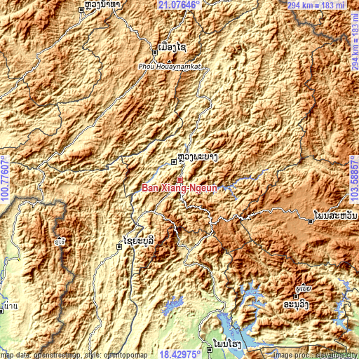 Topographic map of Ban Xiang-Ngeun