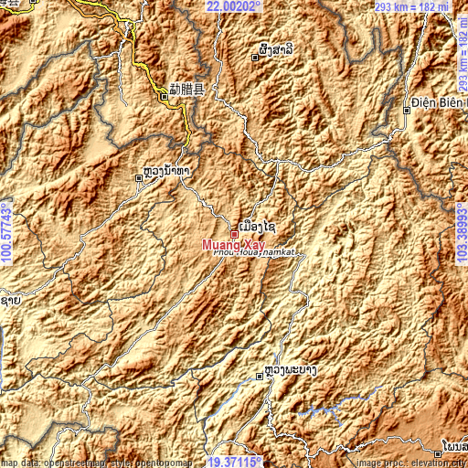 Topographic map of Muang Xay
