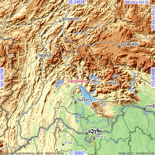 Topographic map of Vangviang