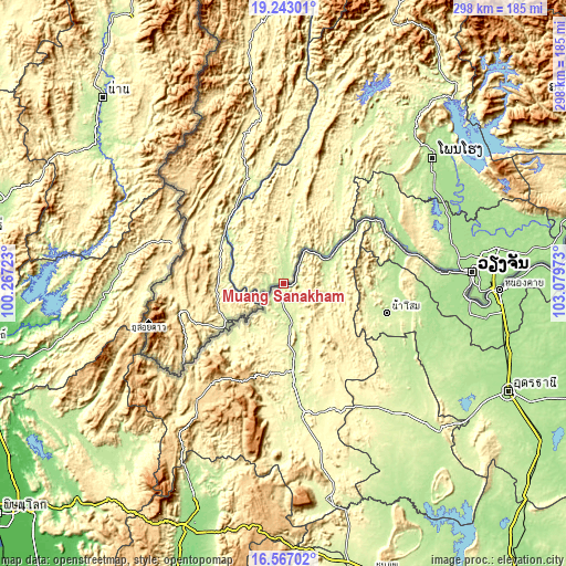 Topographic map of Muang Sanakham