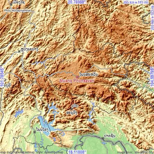 Topographic map of Muang Phônsavan