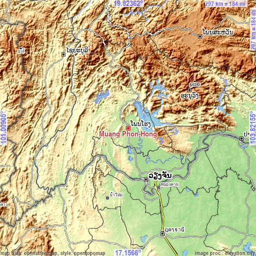 Topographic map of Muang Phôn-Hông