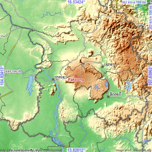 Topographic map of Pakxong