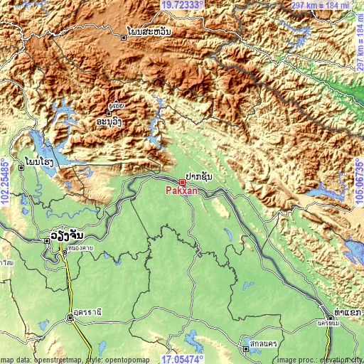 Topographic map of Pakxan