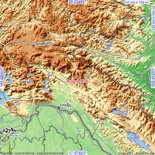 Topographic map of Muang Mok