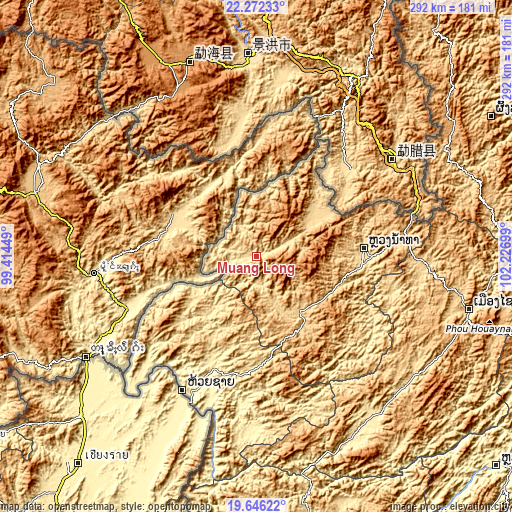 Topographic map of Muang Long