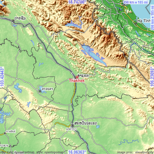 Topographic map of Thakhèk