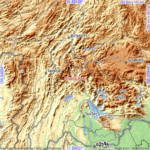 Topographic map of Muang Kasi