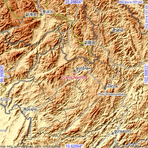 Topographic map of Luang Namtha