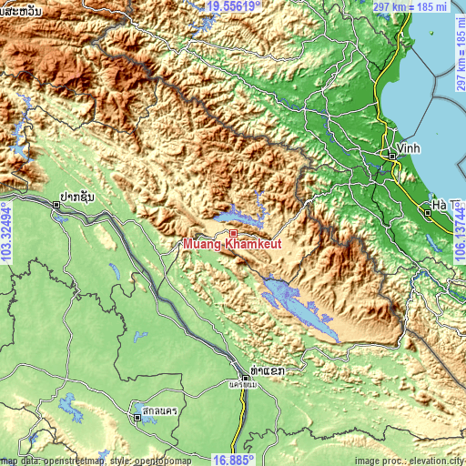 Topographic map of Muang Khamkeut