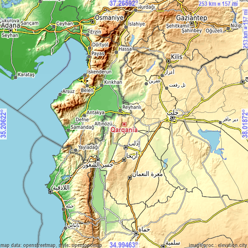 Topographic map of Qarqania