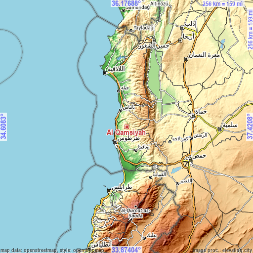 Topographic map of Al Qamşīyah