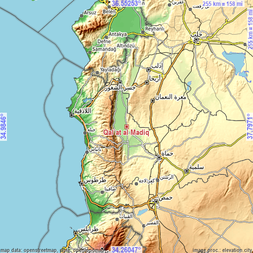 Topographic map of Qal‘at al Maḑīq