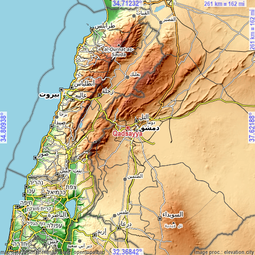 Topographic map of Qadsayyā