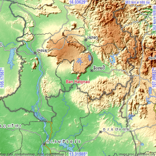 Topographic map of Ban Hatgnao