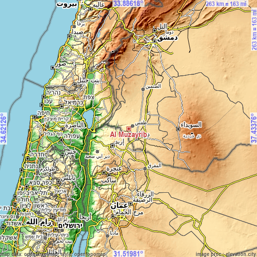 Topographic map of Al Muzayrīb