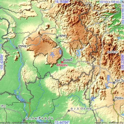 Topographic map of Attapeu