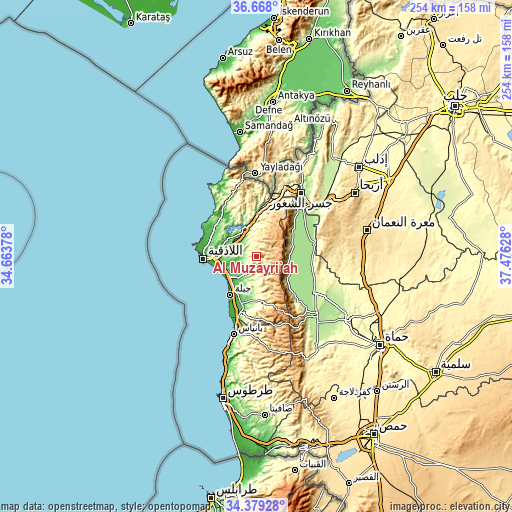 Topographic map of Al Muzayri‘ah