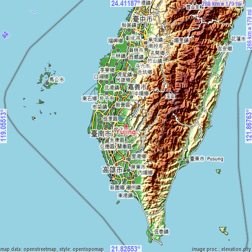 Topographic map of Yujing